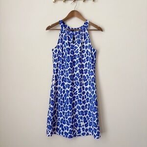 Jude Connally Lisa Leopard Print Dress XS Cobalt Blue